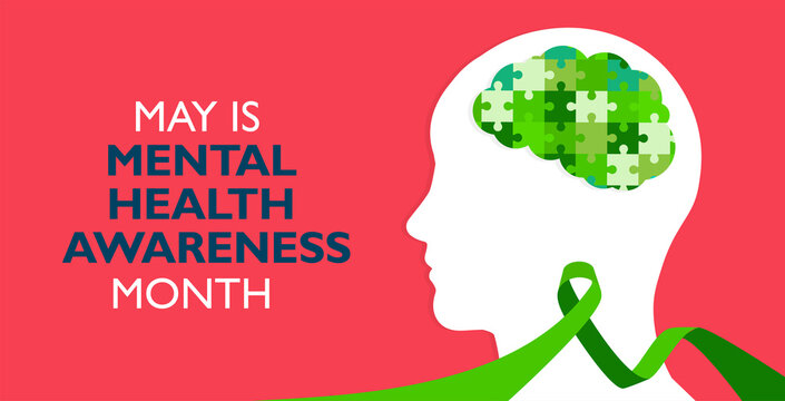 Mental health awareness month, vector illustration for poster, banner,print, web