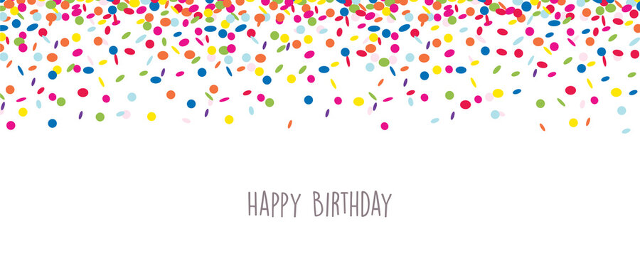 colorful confetti happy birthday party greeting card