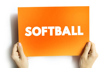 Softball text quote on card, sport concept background