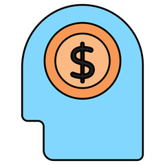 Fototapeta premium Dollar inside human brain showcasing investor icon 