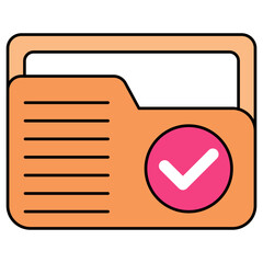 Conceptual flat design icon of verified folder