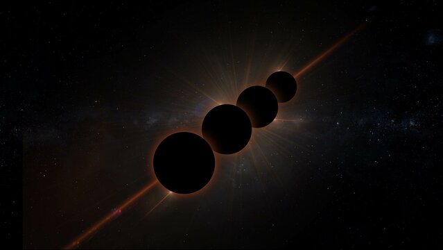 Planetary Alignment , Planetary Parade , Four Planets Align In The Sky 3d Illustration