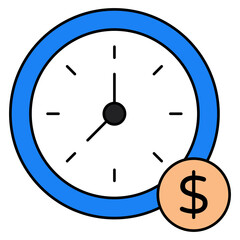 Clock with dollar, concept of time is money