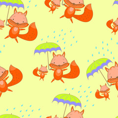 
Pattern. 
Vector image of a small fox, background, postcard, design.