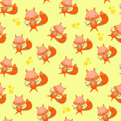 Obraz premium Pattern. Vector image of a small fox, background, postcard, design.