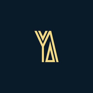 Abstract AY or YA alphabet icon logo design