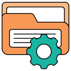 Conceptual flat design icon of folder management