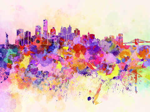 New york skyline in watercolor-poster