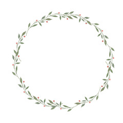 Christmas wreath. Watercolor illustration for card, poster, invitation