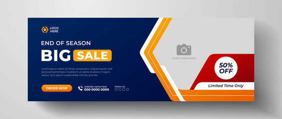 Big sale facebook cover page design, web banner for mega sale, flash sale banner template