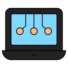 Conceptual flat design icon of laptop nodes