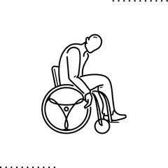 disabled carriage, wheelchair user vector isolated on white