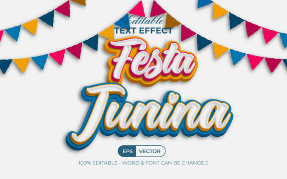 Festa junina text effect style. Editable text effect.