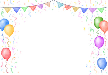 Happy Birthday Background Design with Balloons and Various Birthday Party Elements