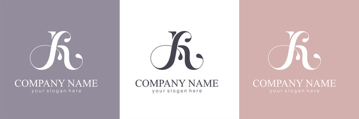 Fototapeta premium AK letter monogram. Elegant luxury KA logo. Calligraphic style. Vector design. Luxurious linear creative monogram.
