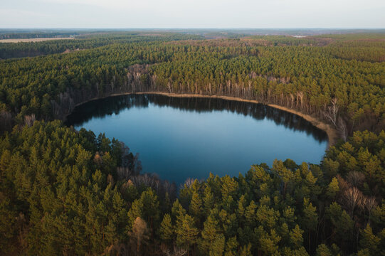 Mecklenburger Seenland Seenlandschaften aus der Luft Drohne Wald Sonnenuntergang Norddeutschland Naturschutz Ökosystem Waldbau