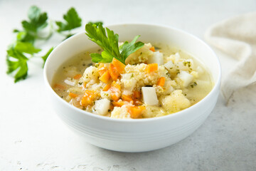 Homemade vegetable soup with millet