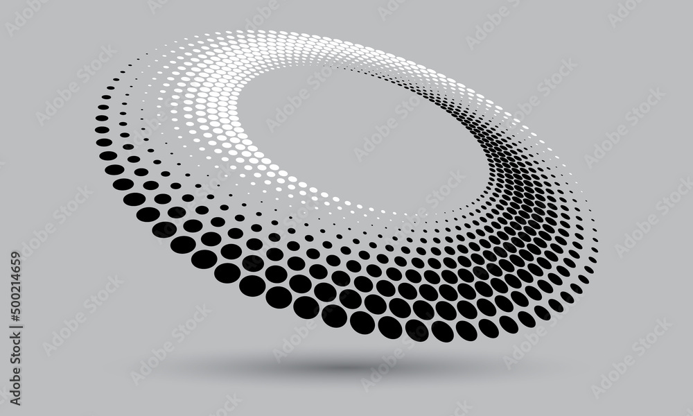 Poster Abstract dotted vector background. Halftone effect with black and white dots. Spiral dotted background or icon.