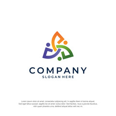togetherness community logo triangle concept premium vector