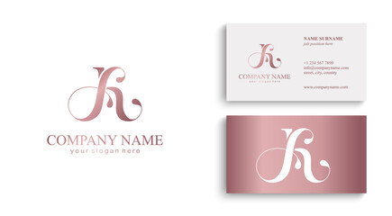 Obraz premium AK letter monogram. Elegant luxury KA logo. Calligraphic style. Vector design. Luxurious linear creative monogram.