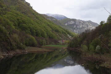 Fototapeta na wymiar incredible landscape in National Park called Nationalpark Domogled-Valea Cernei