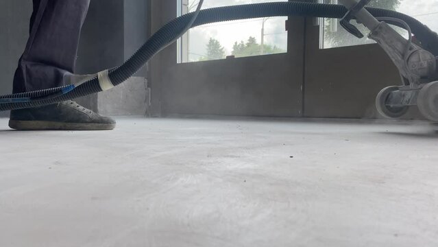 Floor grinding for decorative microcement finishing