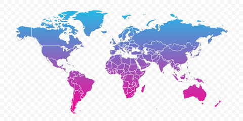 Fototapeta na wymiar Vector world map infographic symbol. Gradient icon. International global illustration sign with country borders. Design element for business, web, presentation, data report, media, news, blog