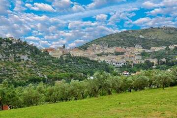 Fototapeta na wymiar Panoramic view of Arpino, a village in Lazio region, Italy.