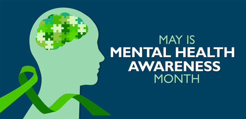 Mental health awareness month, vector illustration for poster, banner,print, web