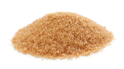 Pile of brown sugar on white background