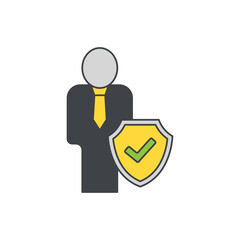 Business protection security icon in color icon, isolated on white background 
