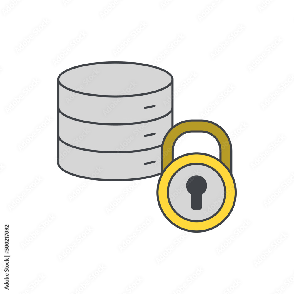 Poster security server or database icon in color icon, isolated on white background