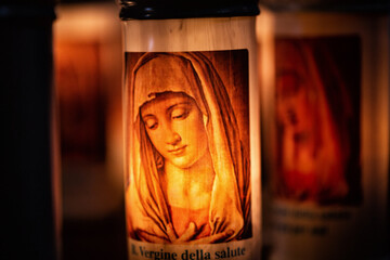 virgin  Mary symbol in light