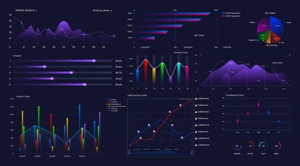 Ultimate infographic chart elements set with colorful chart design