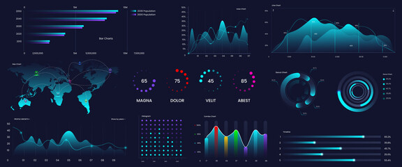 Ultimate infographic chart elements set with colorful chart design