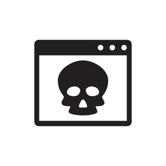 Malware, virus on webpage icon in black flat glyph, filled style isolated on white background