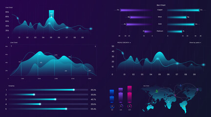 Ultimate infographic chart elements set with colorful chart design