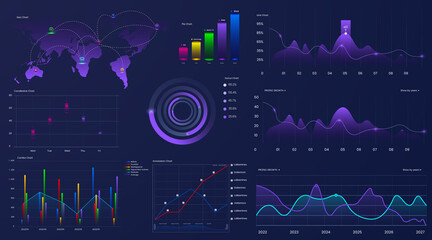 Ultimate infographic chart elements set with colorful chart design