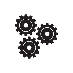 Gear Configuration  icon in black flat glyph, filled style isolated on white background