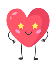 Cartoon Heart with star eyes. Vector illustration