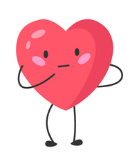 Pensive Cartoon Heart. Vector illustration