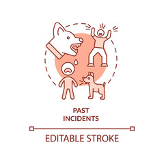 Past incidents red concept icon. Traumatic experience anxiety. Phobia cause abstract idea thin line illustration. Isolated outline drawing. Editable stroke. Arial, Myriad Pro-Bold fonts used