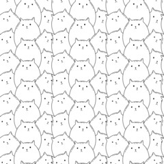 Seamless pattern with funny cat and balloons. Cartoon illustration for fabric, textile, wrapping, background, wallpaper