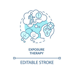 Exposure therapy turquoise concept icon. Change and manage fear reaction. Treatment abstract idea thin line illustration. Isolated outline drawing. Editable stroke. Arial, Myriad Pro-Bold fonts used