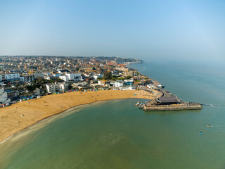 Drone shot of Broadstairs Beach, Kent