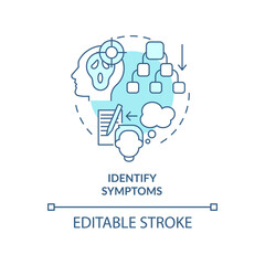 Identify symptoms turquoise concept icon. Before appointment with therapist abstract idea thin line illustration. Isolated outline drawing. Editable stroke. Arial, Myriad Pro-Bold fonts used