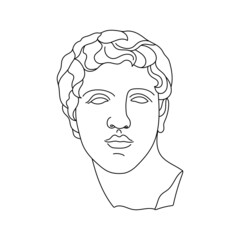 Aesthetic Greek Sculpture Line Art.  Greece man. Bohemian antique classic statues