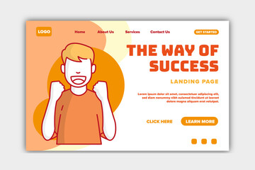 editable landing page template of the way of success. Modern flat design concept of web page design for website and mobile website.