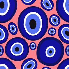 Summer seamless magic evil eye pattern for fabrics and packaging and gifts and cards and linens and wrapping paper