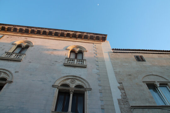 gothic palace (?) at archimede square in syracusa in sicily in italy 